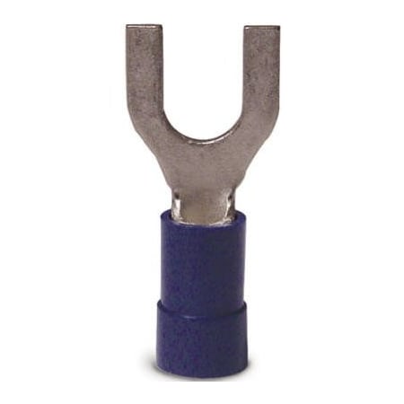 Ecm Industries Fork Terminal, #8 to #10 Stud Size, 14 AWG, 600 V, Vinyl Insulated, Blue, Crimp Termination Only 10-114